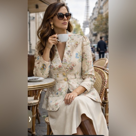 Brock Collection Jackets & Blazers - NWT Brock Collection Floral Jacquard Jacket, Beige, Multi-color 4 US/8Uk